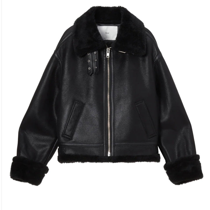 Dunst Unisex Small Black Loose Fit Shearling Jacket