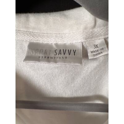 Smart Savvy Essentials Womens 3X White Hoodie Jacket With Pockets & Zip