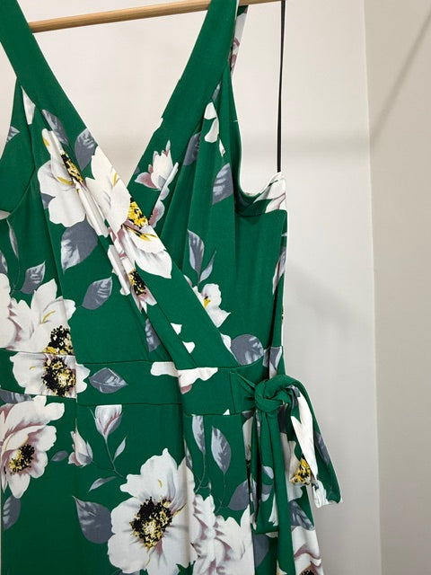 Kaileigh Green Floral Faux Wrap Maxi Dress SzXL
