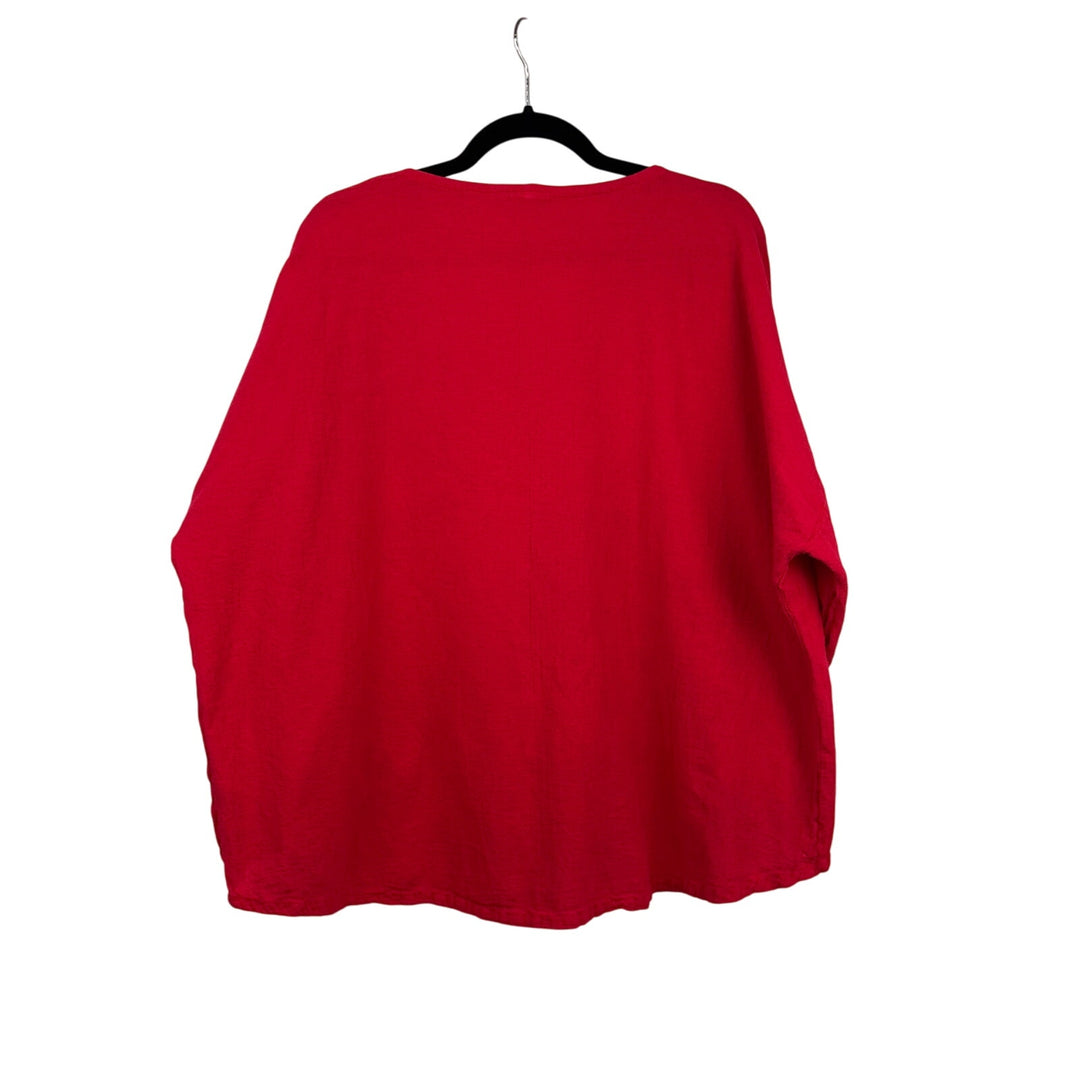 Oh My Gauze! Women’s Red Long Sleeve Blouse Size 2 – 100% Cotton Boho Top