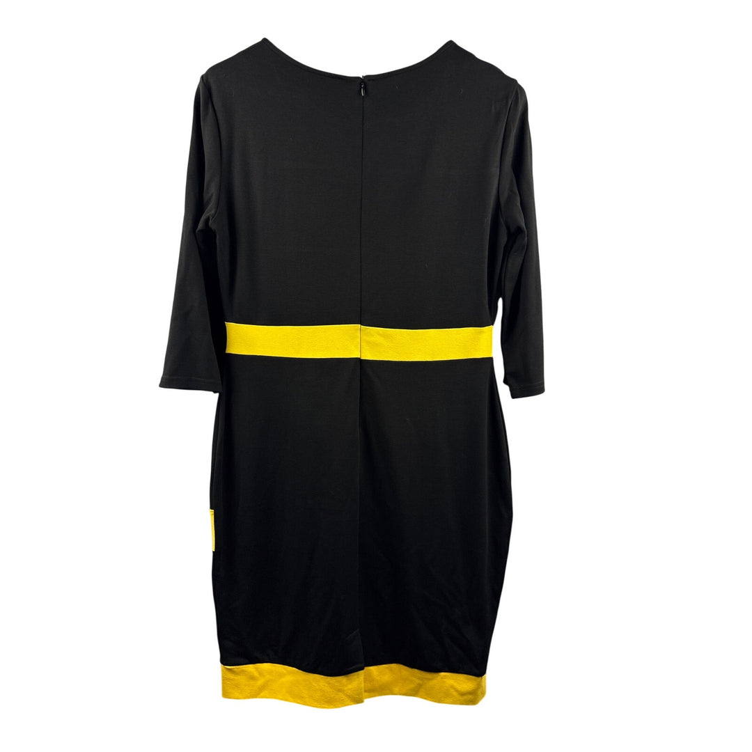 Women’s Woosea XL Black, White, & Yellow Striped Pencil Dress
