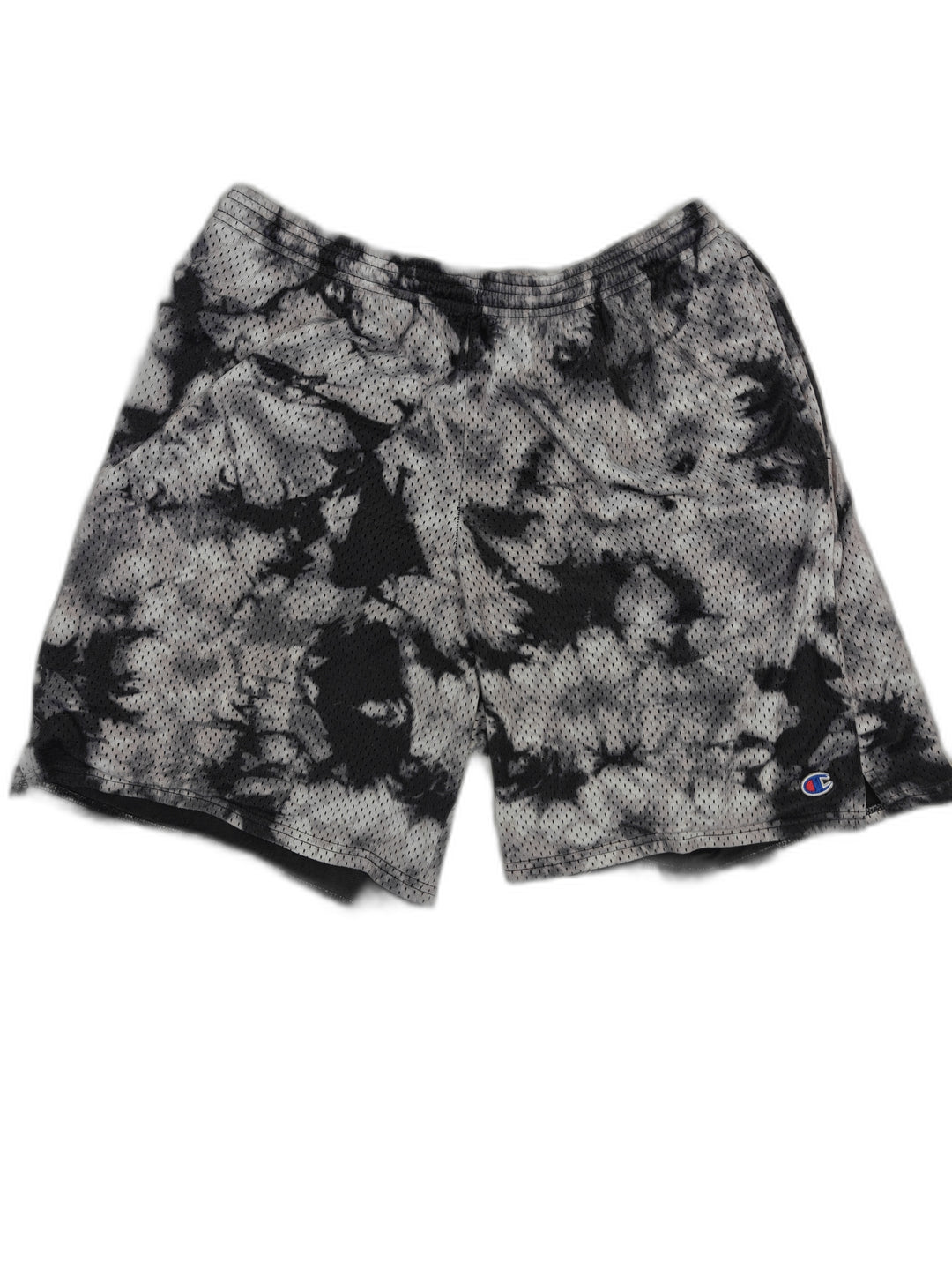 Mens Champion Mesh Athletic Shorts Black Gray Tie Dye Size Large