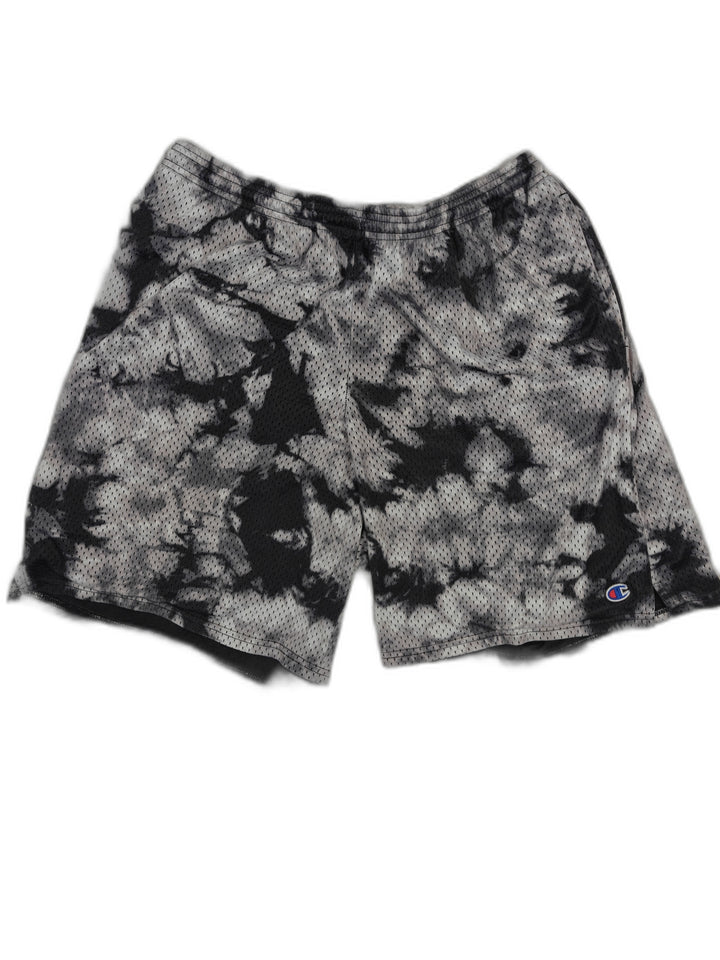 Mens Champion Mesh Athletic Shorts Black Gray Tie Dye Size Large