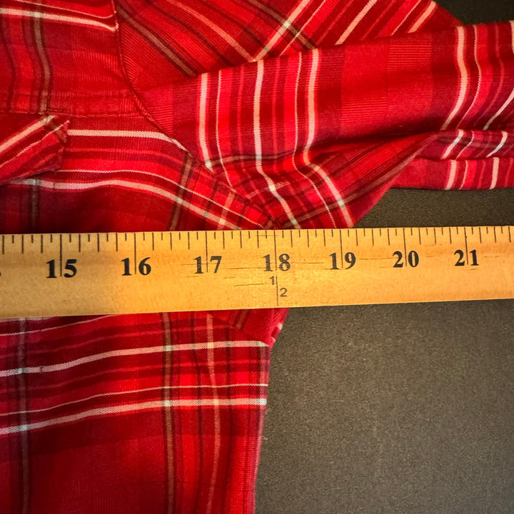 Columbia Women's Red Plaid  Long Sleeve Button-Up Shirt, Hiking Outdoor Wear, Size Small
