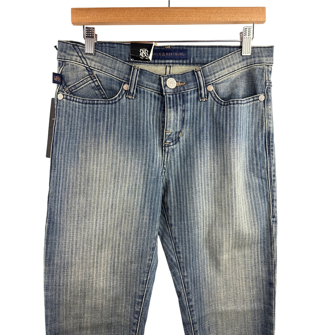 Women’s Rock & Republic Size 8 Light Washed Striped Blue Skinny Jeans