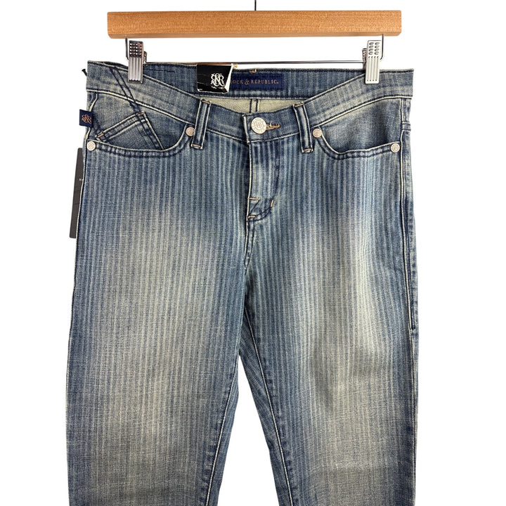 Women’s Rock & Republic Size 8 Light Washed Striped Blue Skinny Jeans