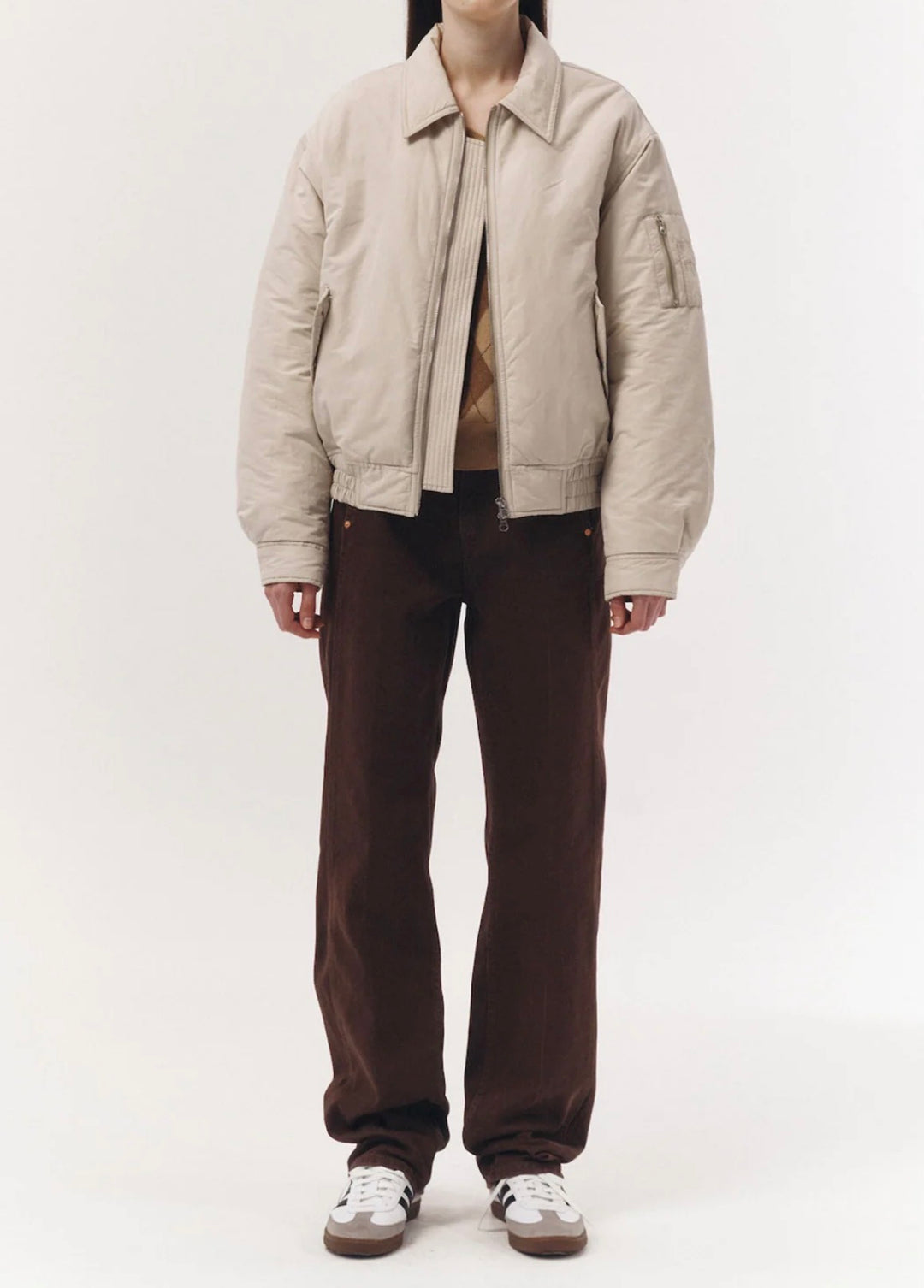 Unisex Dunst Small Cream Collard Bomber Jacket