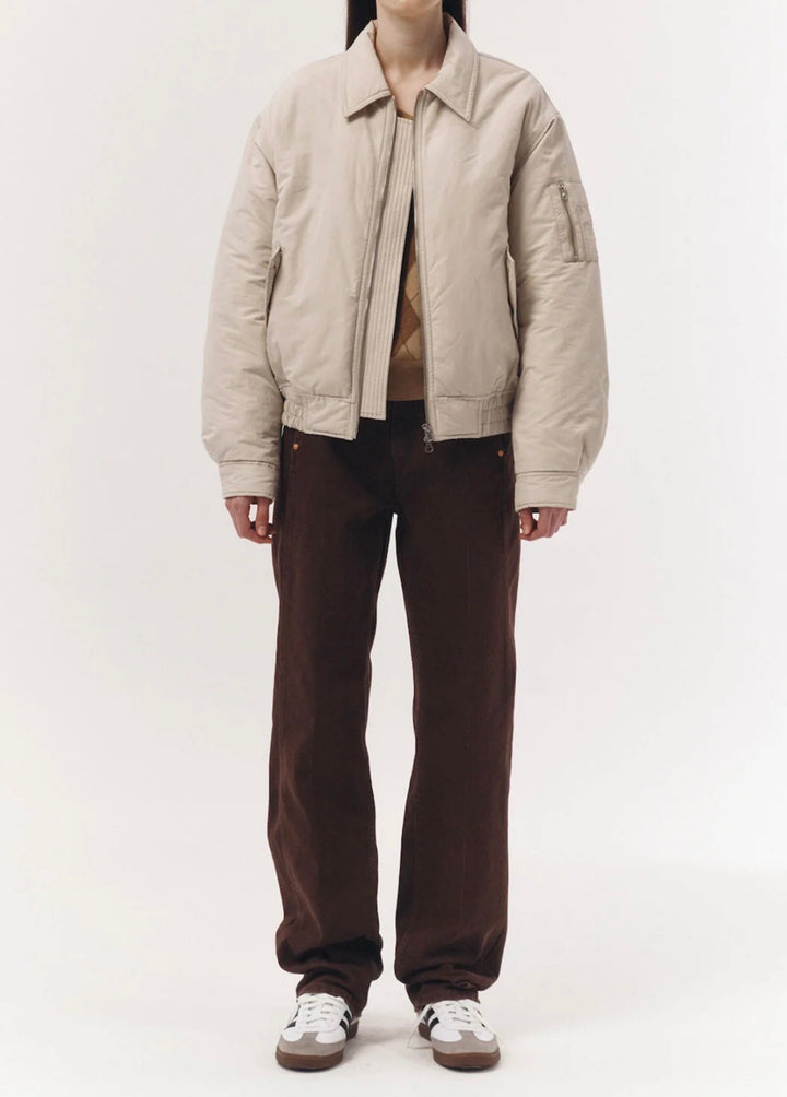 Unisex Dunst Small Cream Collard Bomber Jacket