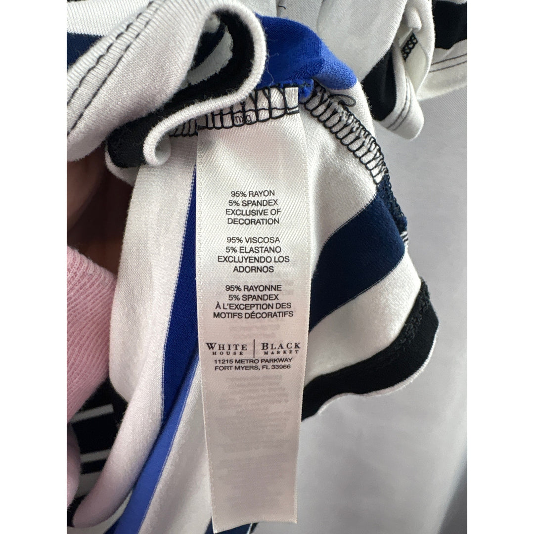 Women’s White House Black Market Large White, Blue & Black Striped Blouse
