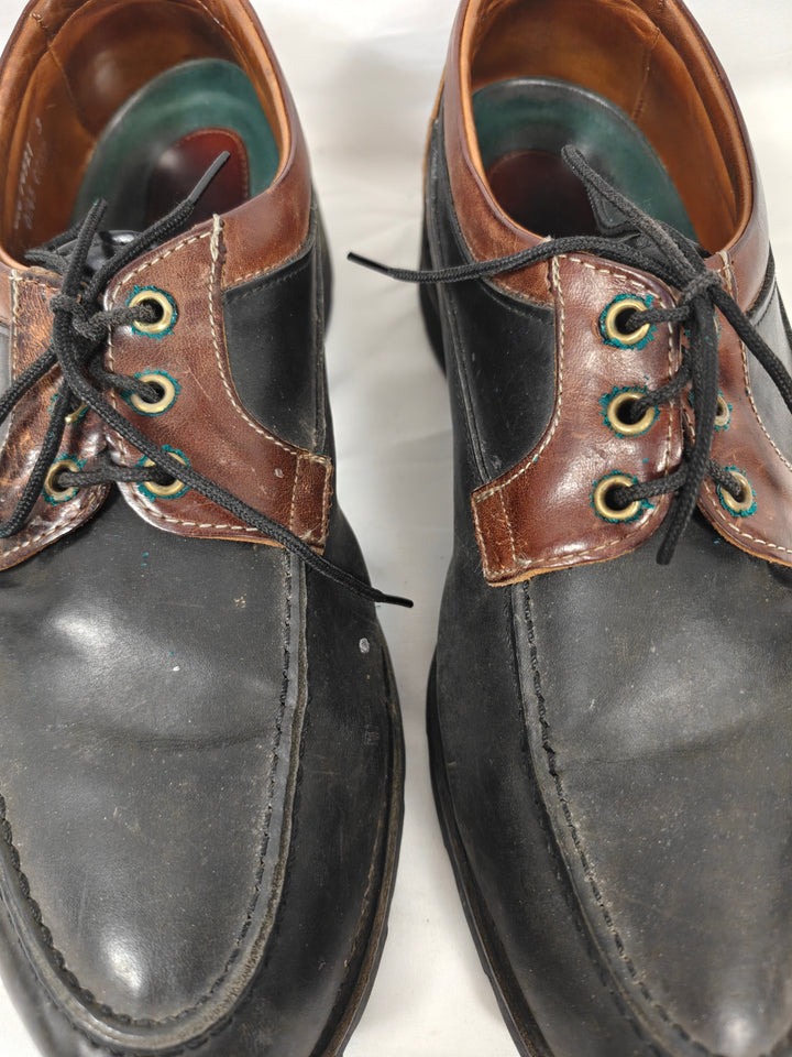 Mens Allen Edmonds Leather Moc Toe Oxford Shoes Black Brown Size 13