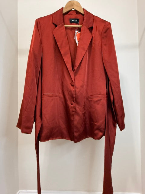 Cider Satin Belted Blazer Rust Burnt Orange NWT SzXL