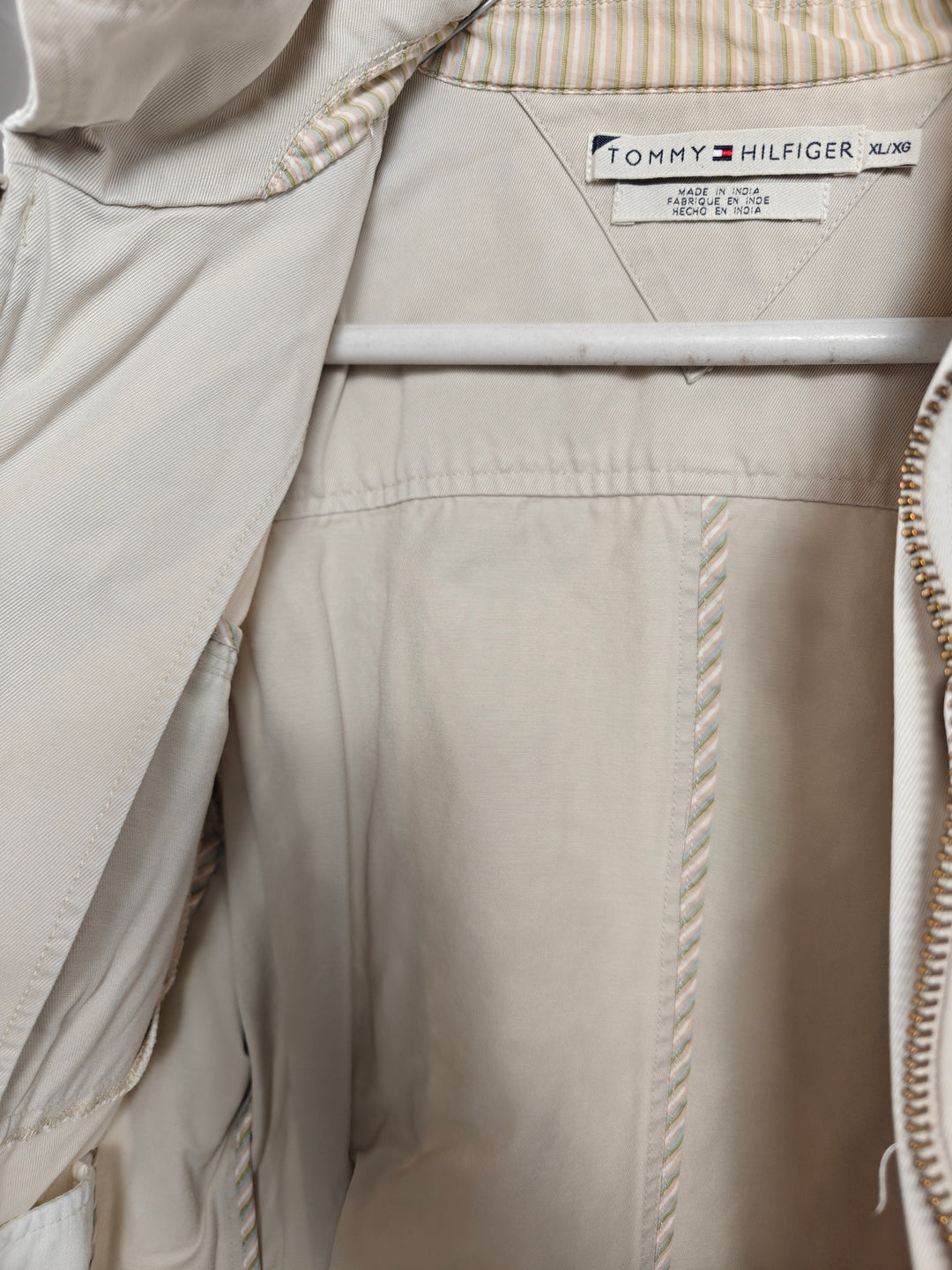 Mens Tommy Hilfiger Cream Beige Utility Jacket With Zipper