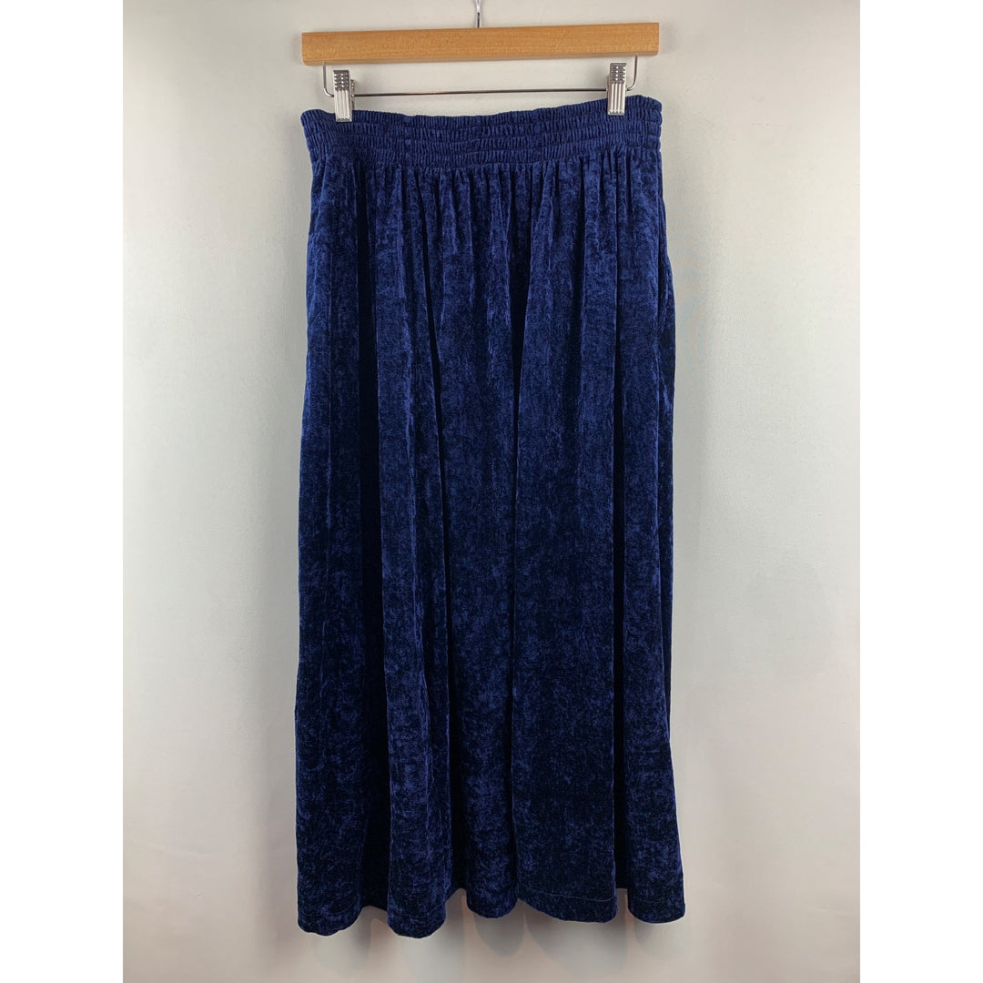 Women’s Vintage Stefano Blue/Purple Crushed Velvet Maxi Skirt Size 14/16