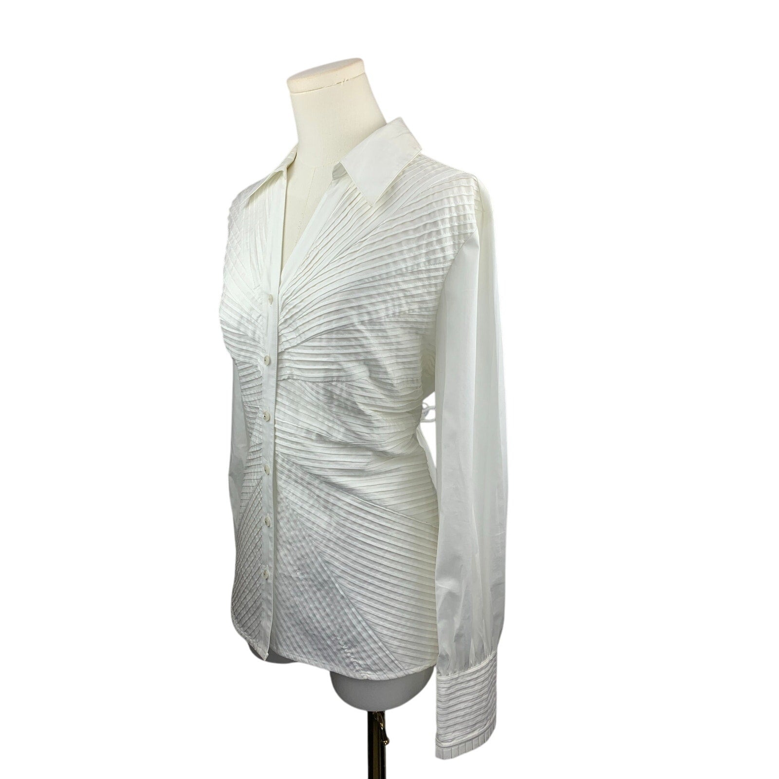 DressBarn Women’s White Button-Up Shirt Size XL – Cotton Blend Long Sleeve Top