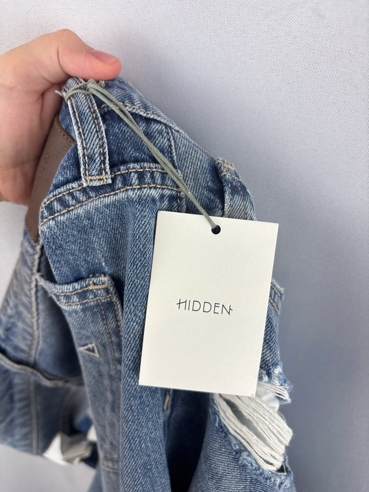 Women’s Hidden Size 29 Blue Distressed Mom Jeans