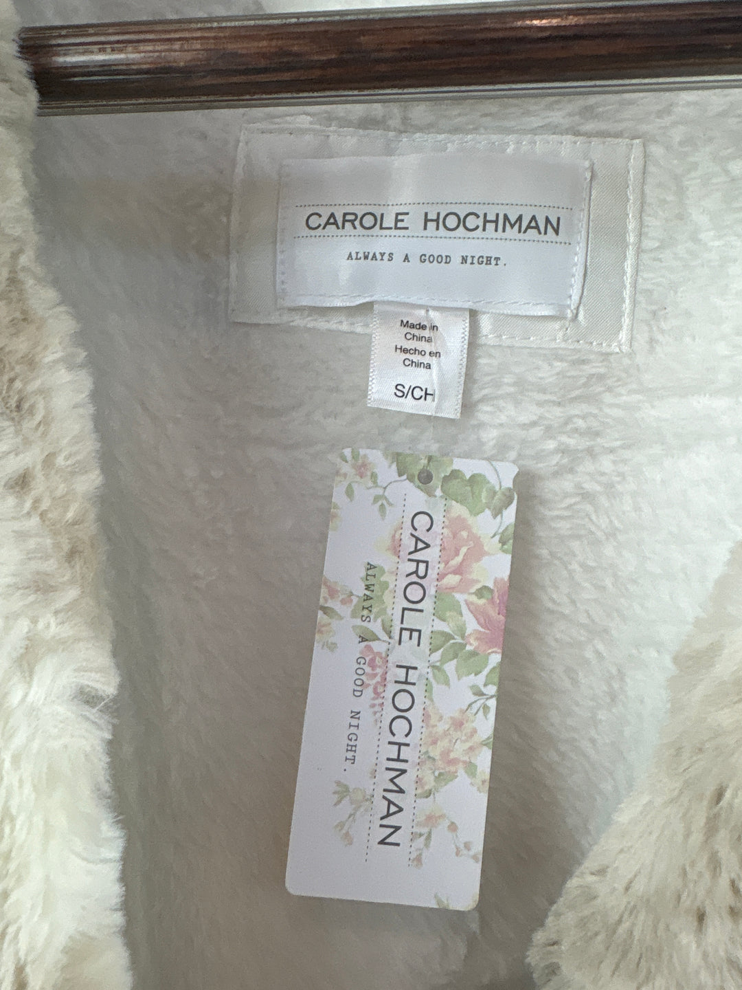 Women’s Carole Hochman Small Cream Faux Fur Robe