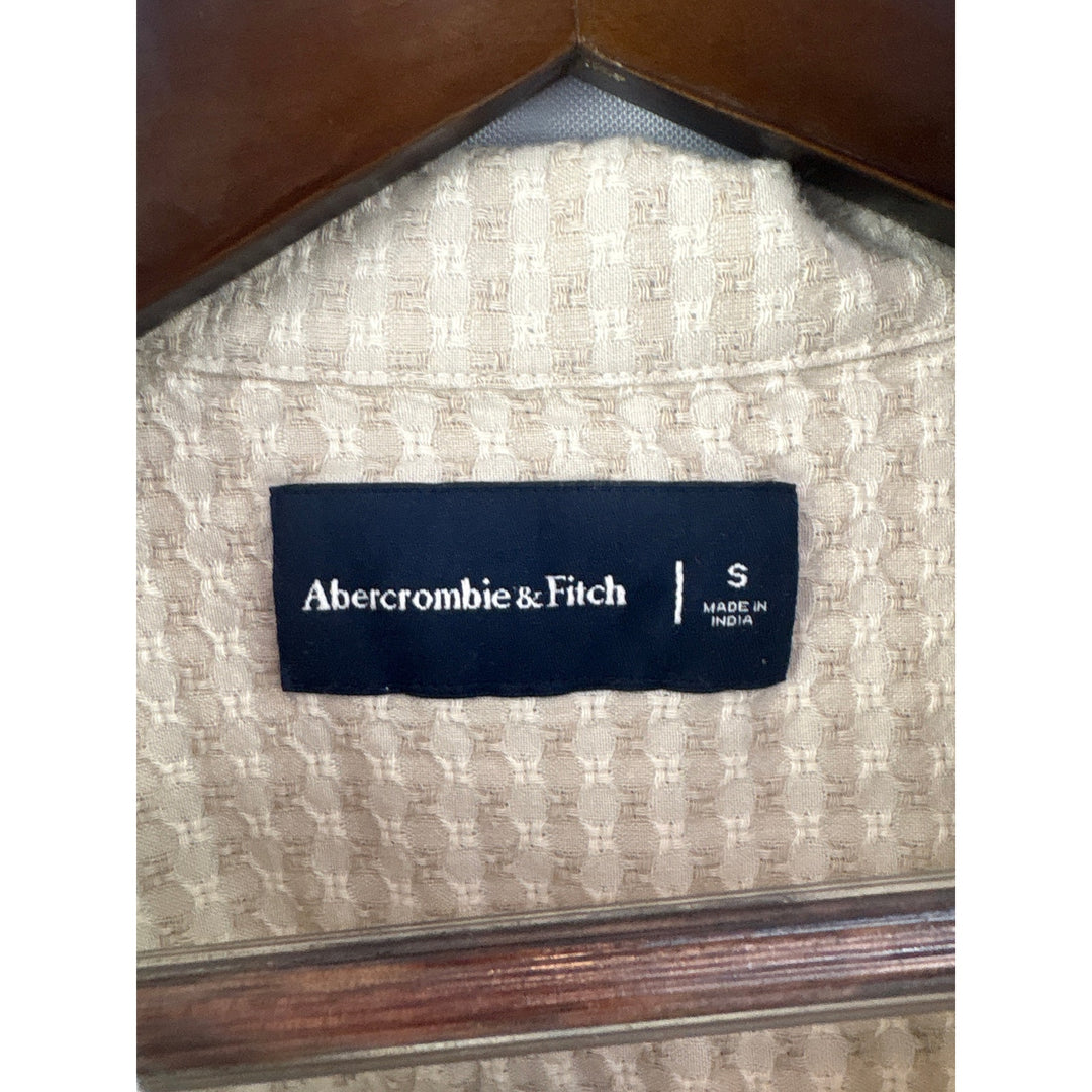 Men’s Abercrombie & Fitch Small Tan & Cream Short Sleeve Button Up
