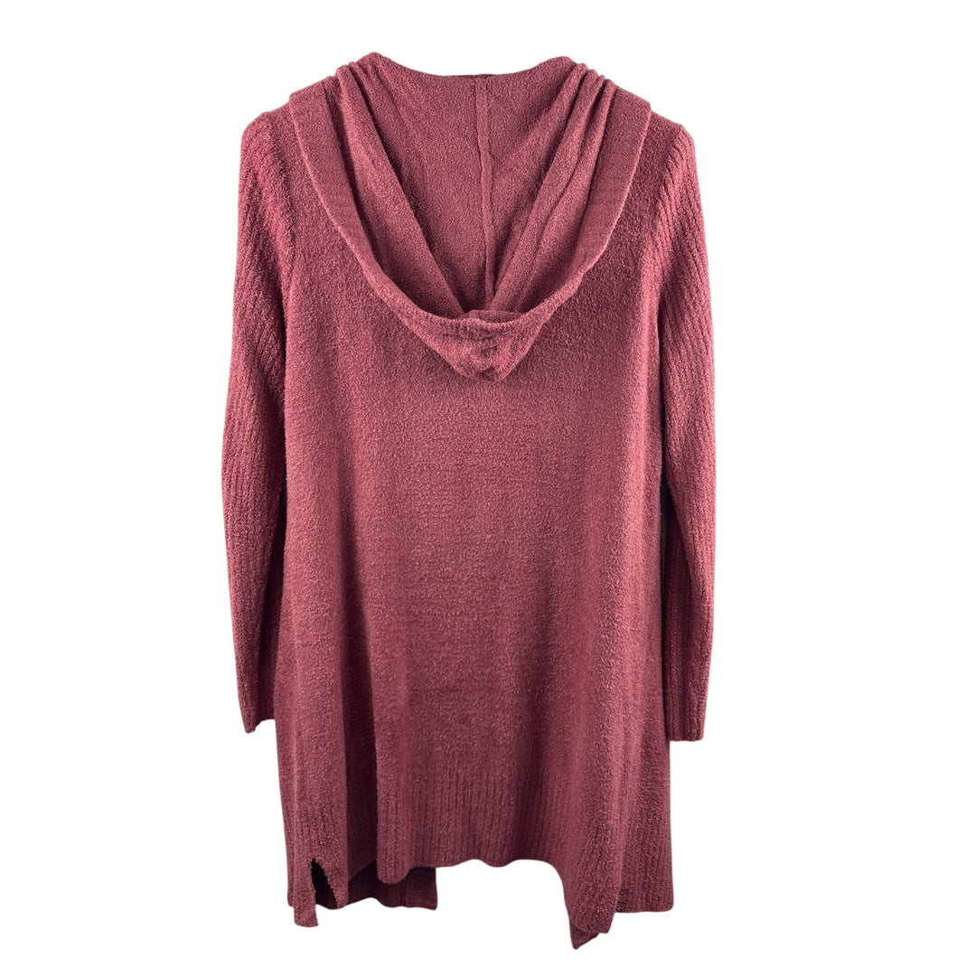 Women’s Barefoot Dreams Large Brick Red Plush Hooded Cardigan