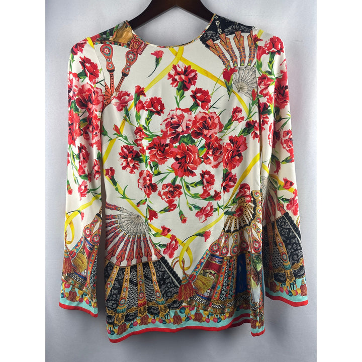 Women’s Dolce & Gabbana Floral Fan Silk Top Size Small/Medium (Italian 42)
