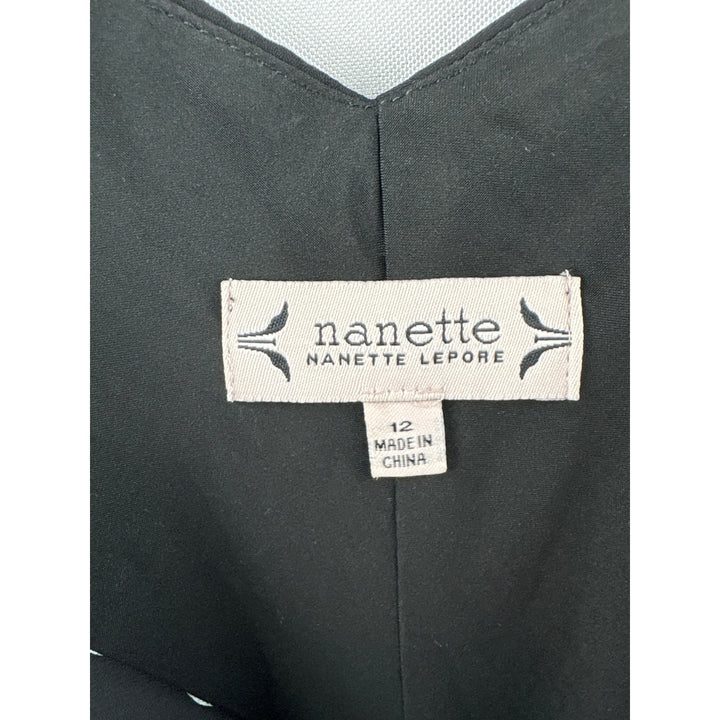 Women’s Nanette Lepore Size 12 Black w/ White Polka Dots Sleeveless Midi Dress