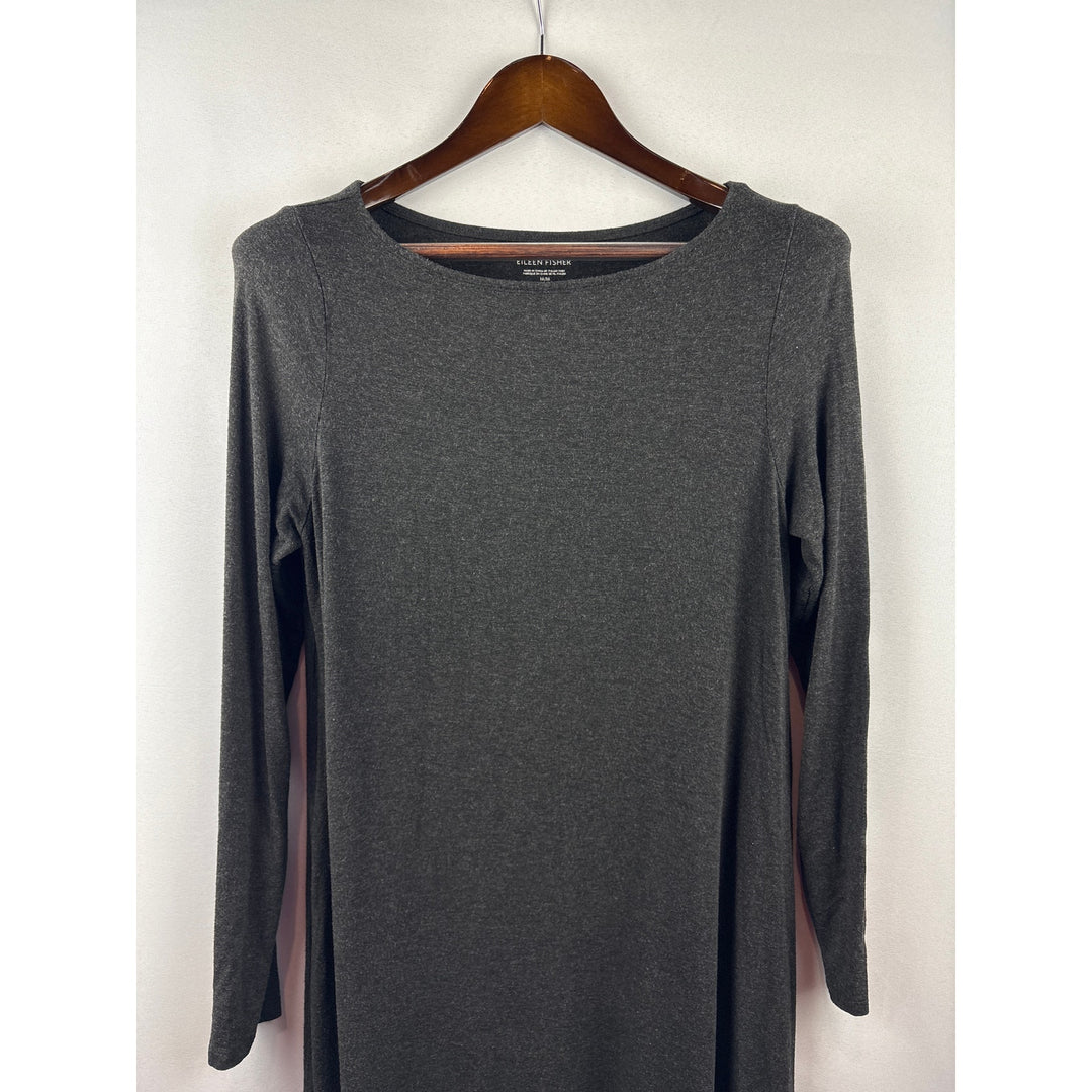 Women’s Eileen Fisher Medium Dark Grey Long Sleeve Shirt Dress