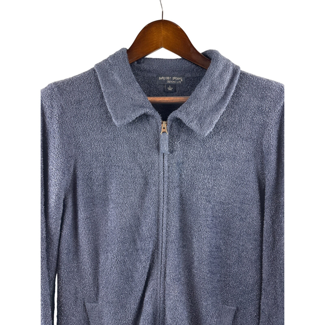 Women’s Barefoot Dreams Large Navy Blue Zip Up Plush Cardigan