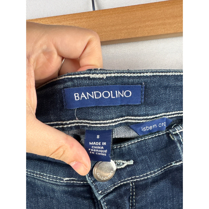 Women’s Bandolino Size 8 Dark Blue Skinny Jeans w/ Floral Embroidery