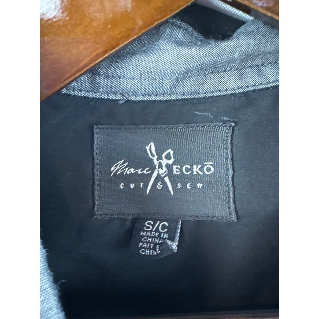 Men’s Marc Eckō Small Black Short Sleeve Button Up w/ Gray Accents