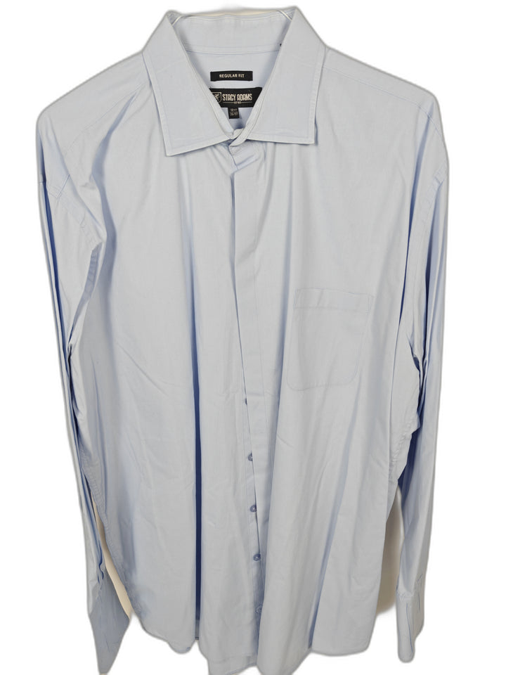 Stacy Adams Men's Light Blue French Cuff Dress Shirt 18.5 36/37 Regular Fit Button Front