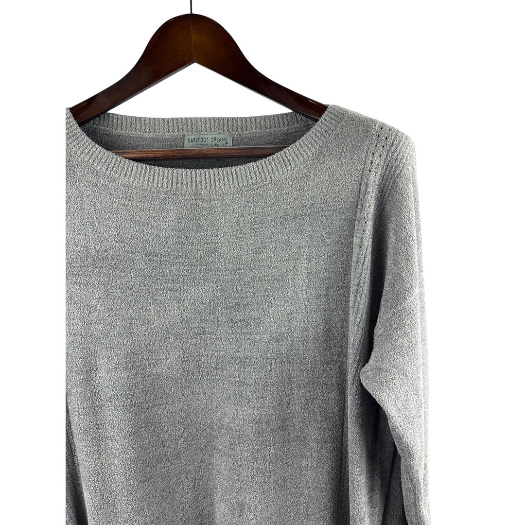 Women’s Barefoot Dreams Large Stone Gray Pull Over Plush Sweater