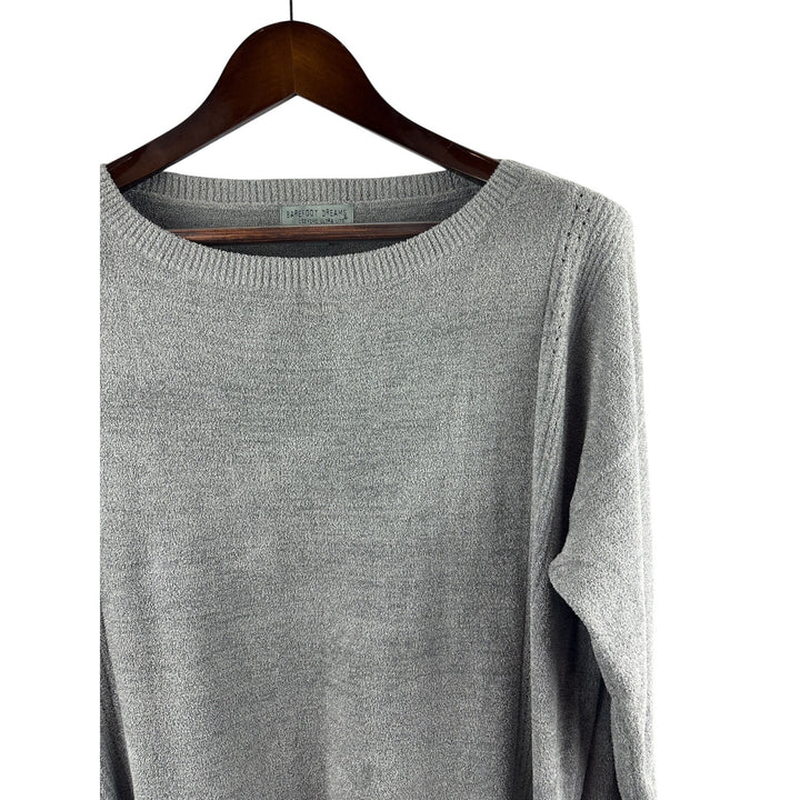 Women’s Barefoot Dreams Large Stone Gray Pull Over Plush Sweater