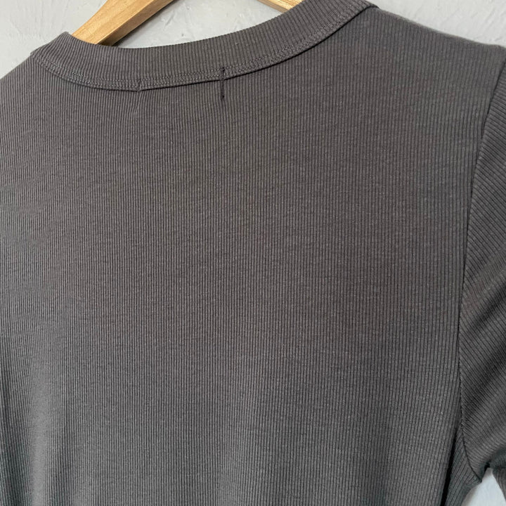 Michael Stars Grey Oxide 3/4 Sleeve Ruched Bodycon T-shirt Dress Crewneck sz S