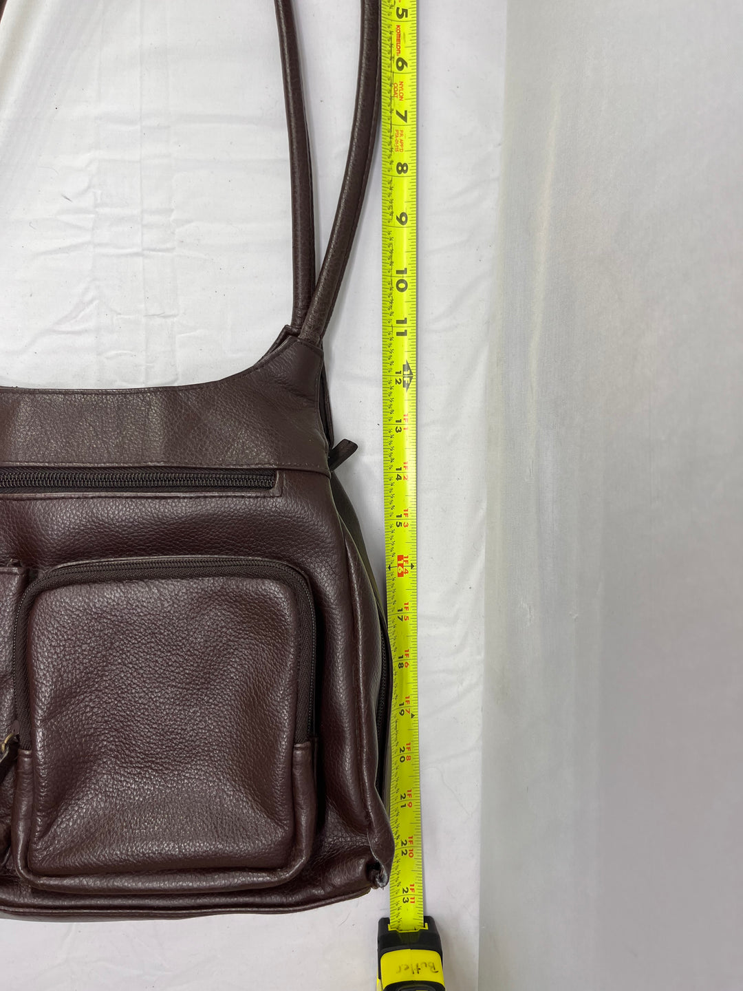 Cherokee Brown Leather Shoulder Bag Multi Pocket Organizer Purse Handbag
