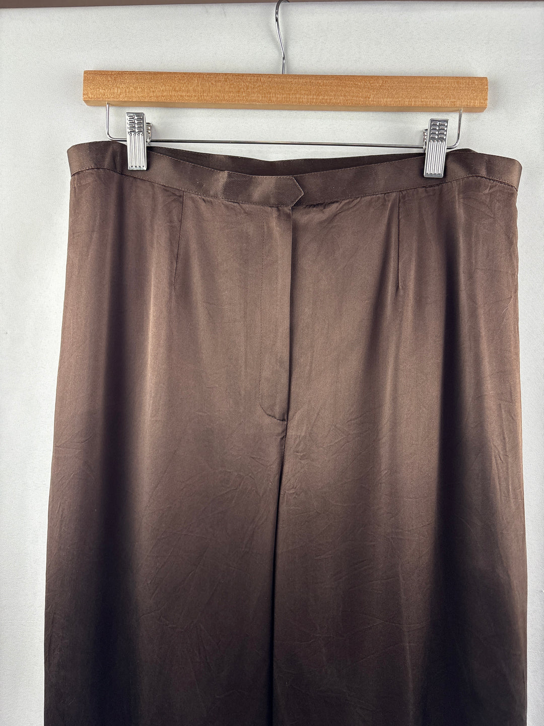 Women’s Medium Chocolate Brown Satin Two Piece Set