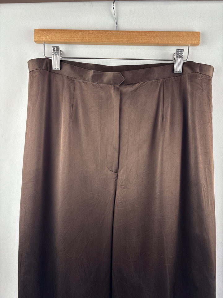 Women’s Medium Chocolate Brown Satin Two Piece Set