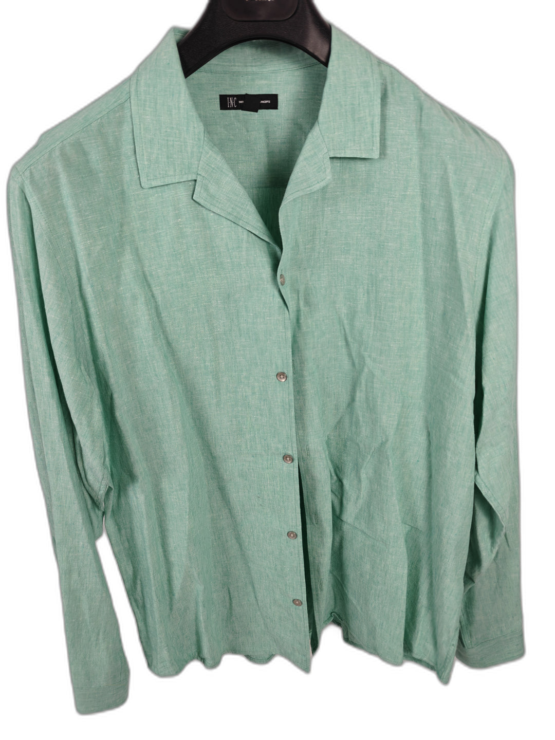 Men’s INC International Concepts Linen Blend Shirt Green XL