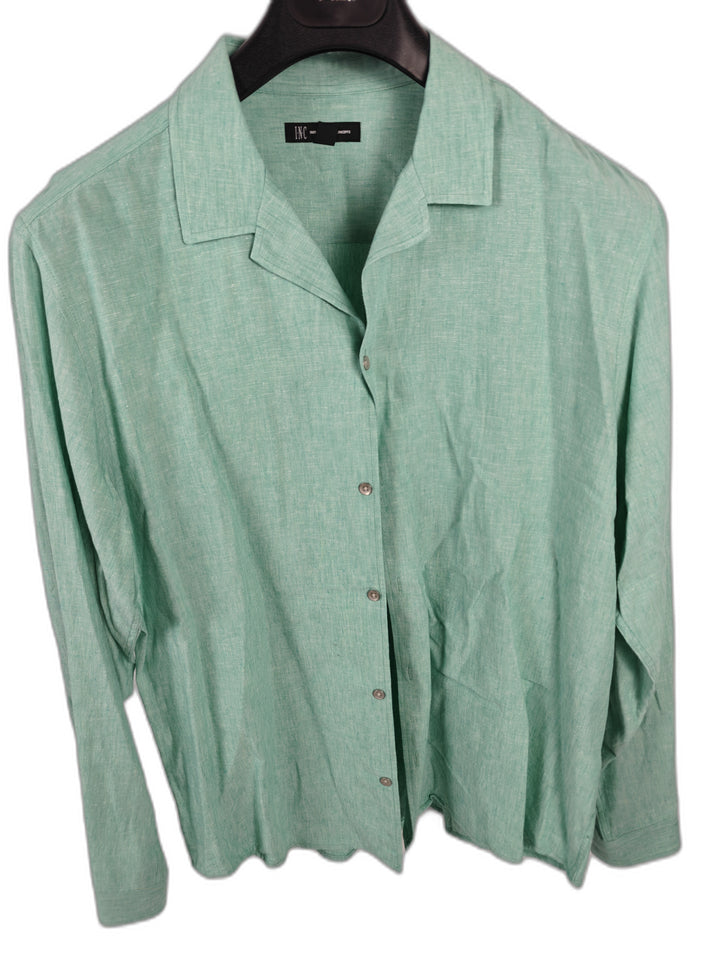 Men’s INC International Concepts Linen Blend Shirt Green XL