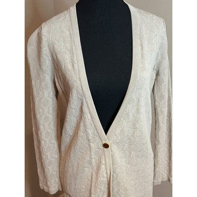 Calvin Klein Sand Long One Button Cardigan Size Small