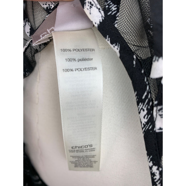 Chicos Sheer Black & White Striped Open Cardigan Jacket Size 3