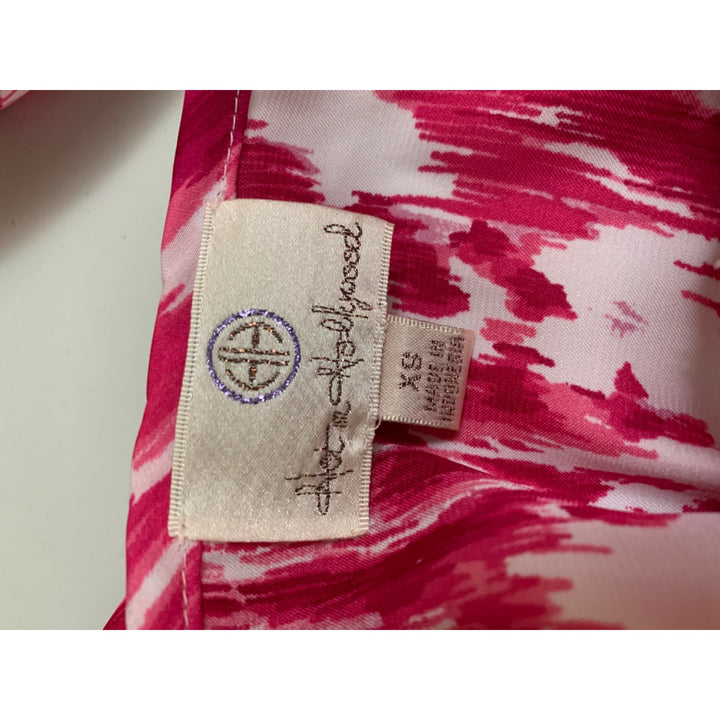 Womens Off-Shoulder Ruffle Pink Ikat Blouse  XS