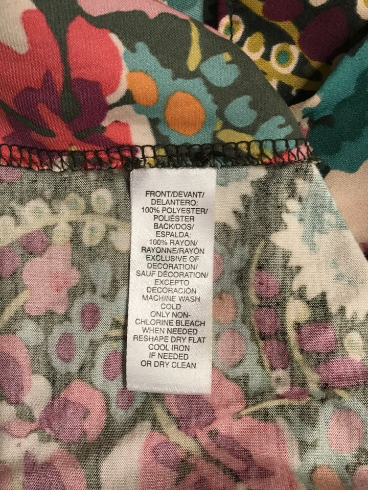 Women’s Loft Ruffle Mock Neck Multicolor Sleeveless Floral Size Medium