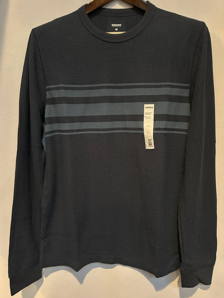 Men’s Sonoma Blue Striped Waffle Tee Size M