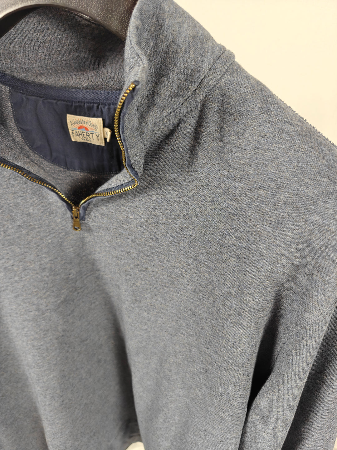 Mens Faherty Quarter Zip Pullover Blue XL