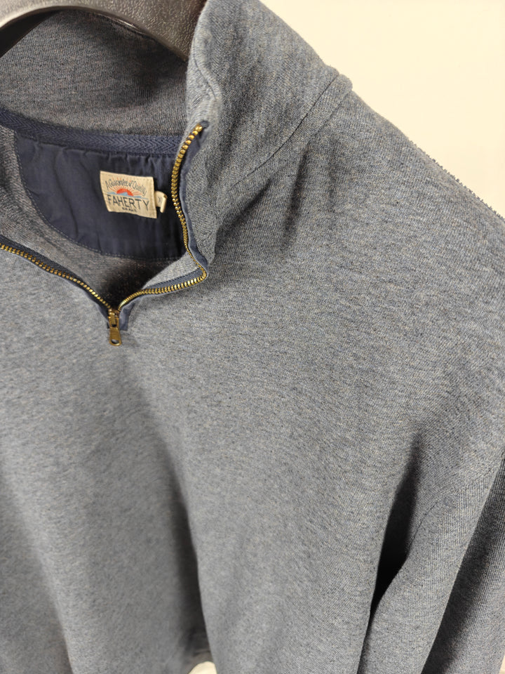 Mens Faherty Quarter Zip Pullover Blue XL