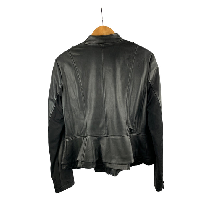 G.I.L.I. Womens Faux Leather Jacket Size M Black & Polyurethane