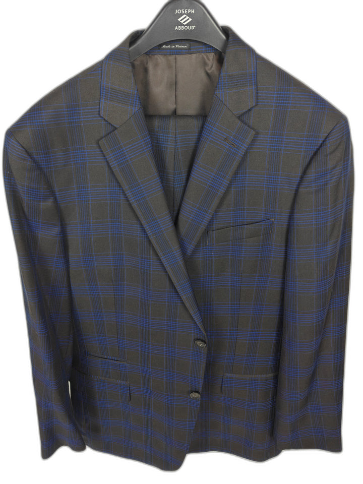 Steve Harvey Collection Samson Men's 46R Blue Gray Windowpane Plaid Suit 2-Piece Set Jacket & Pants
