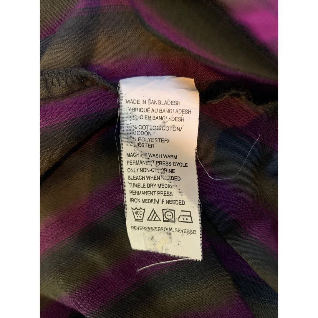 Van Heusen Mens Striped Dress Shirt XL Black & Purple Cotton/Polyester