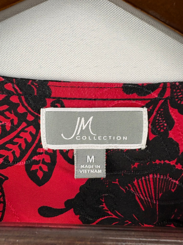 Women’s JM Collection Medium Black & Red Floral Blouse