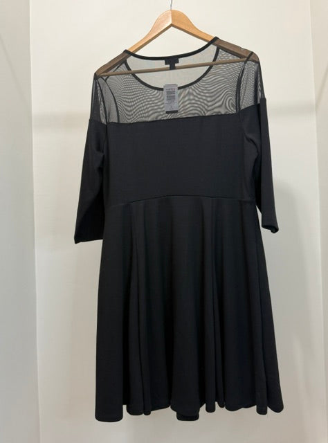 Torrid Black Cupro Mesh Yoke Skater Mini Dress Sz1X (14–16) NWT