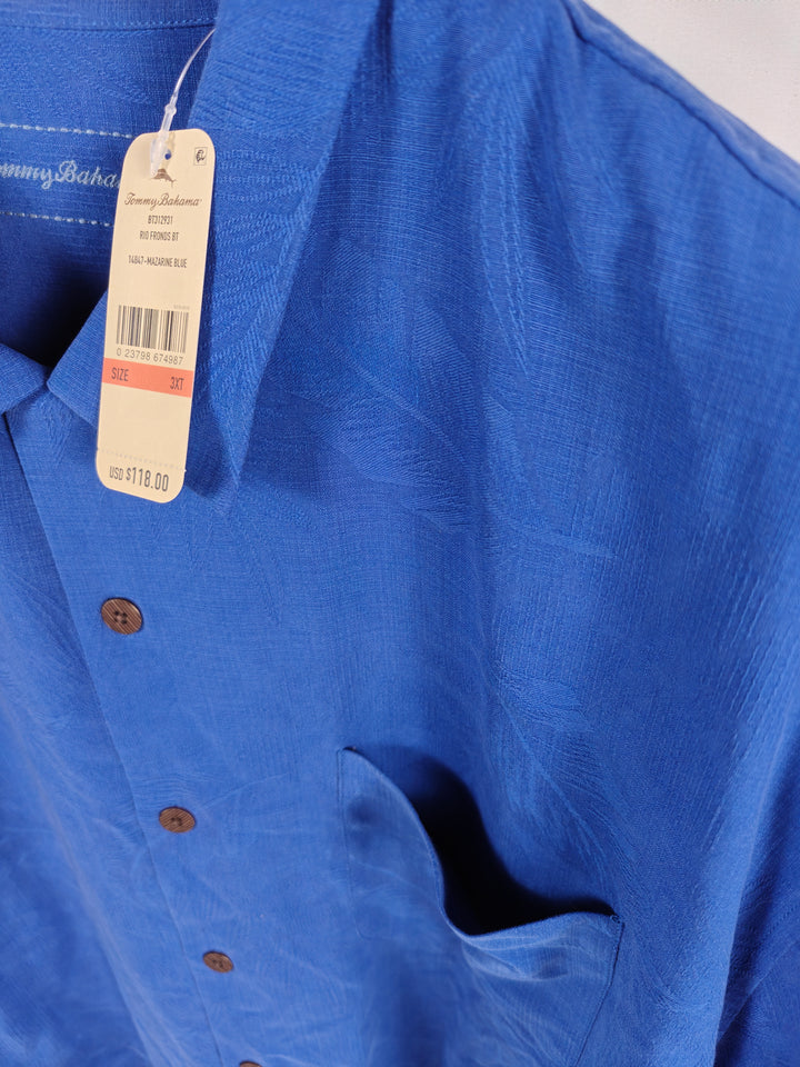 Mens Tommy Bahama Rio Fronds Silk Shirt Mazarine Blue 3XT